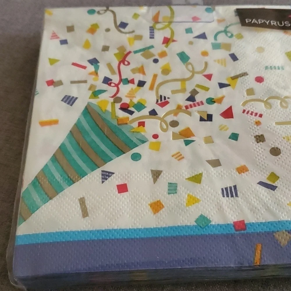 13”‎ Papyrus Napkins 20 count confetti square ONE pack of 20 napkins artsy